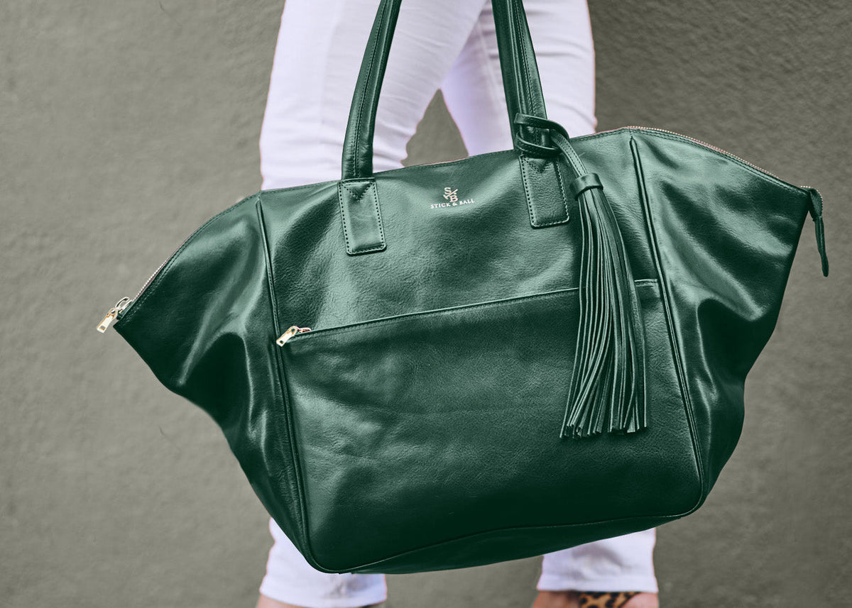 Stick and Ball Palermo Soho Verde Italian vegetable-tanned leather tote in green