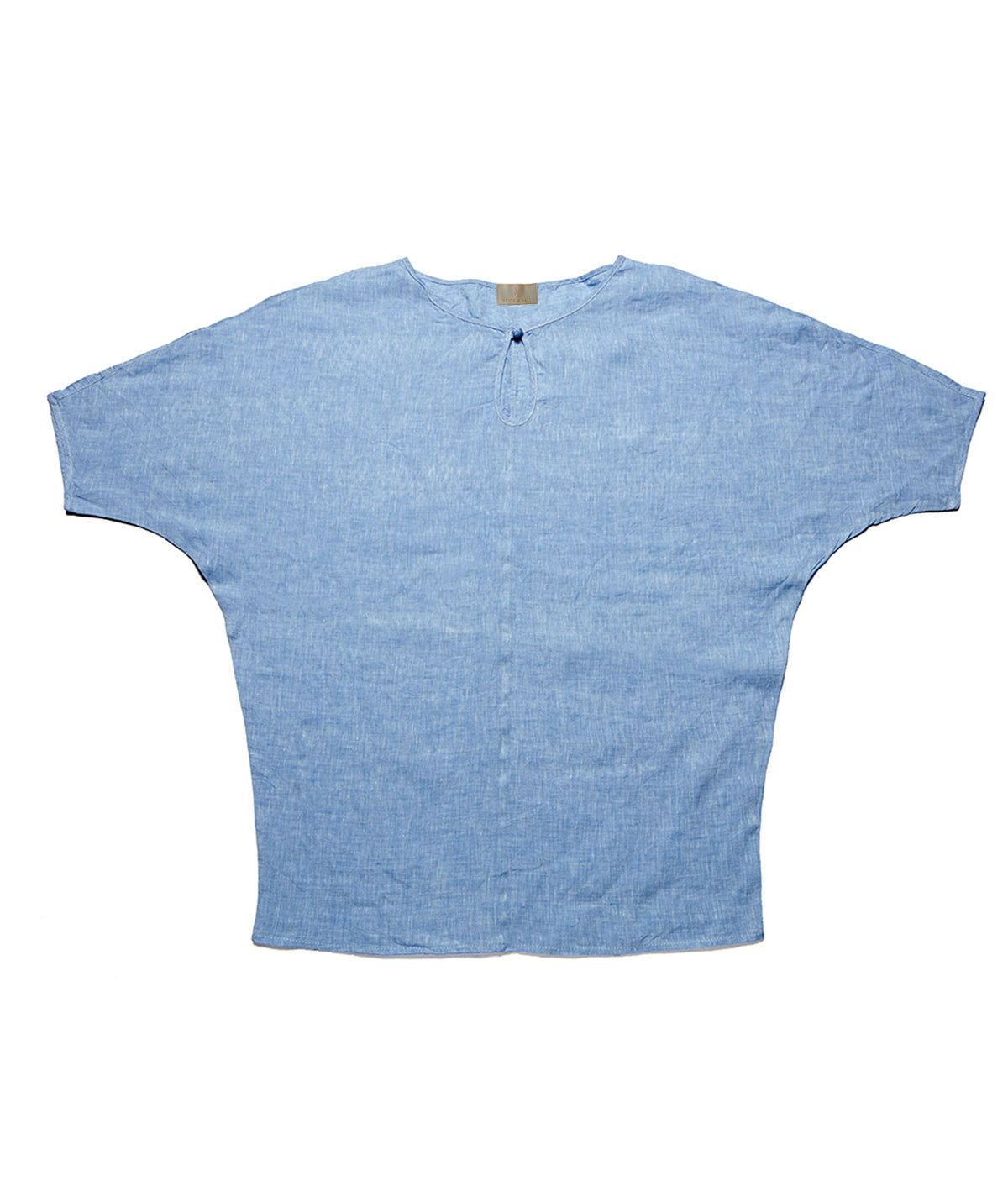 Stick & Ball-Women's Dolman Keyhole Linen Shirt | Stick & Ball-Apparel-Pacific Blue