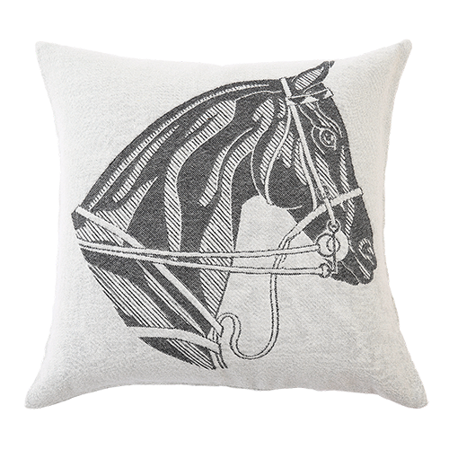 Stick & Ball-Stick & Ball Horse Head Pillow-Home Decor-Charcoal and Ecru - Right Facing