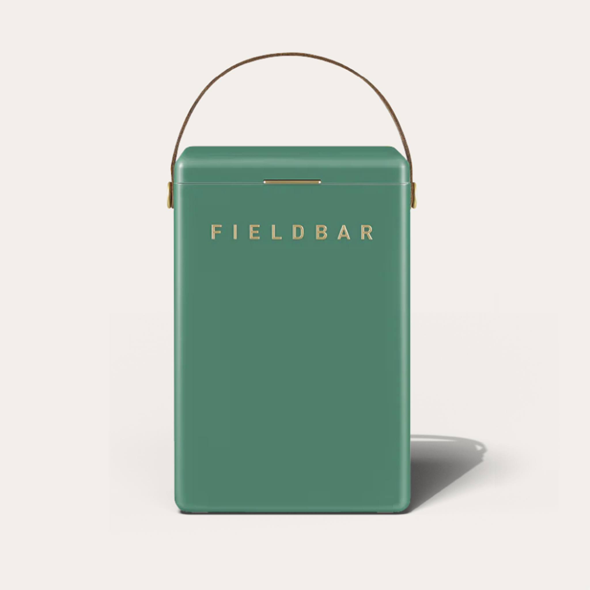 Green cooler with 'FIELDBAR' branding on a white background