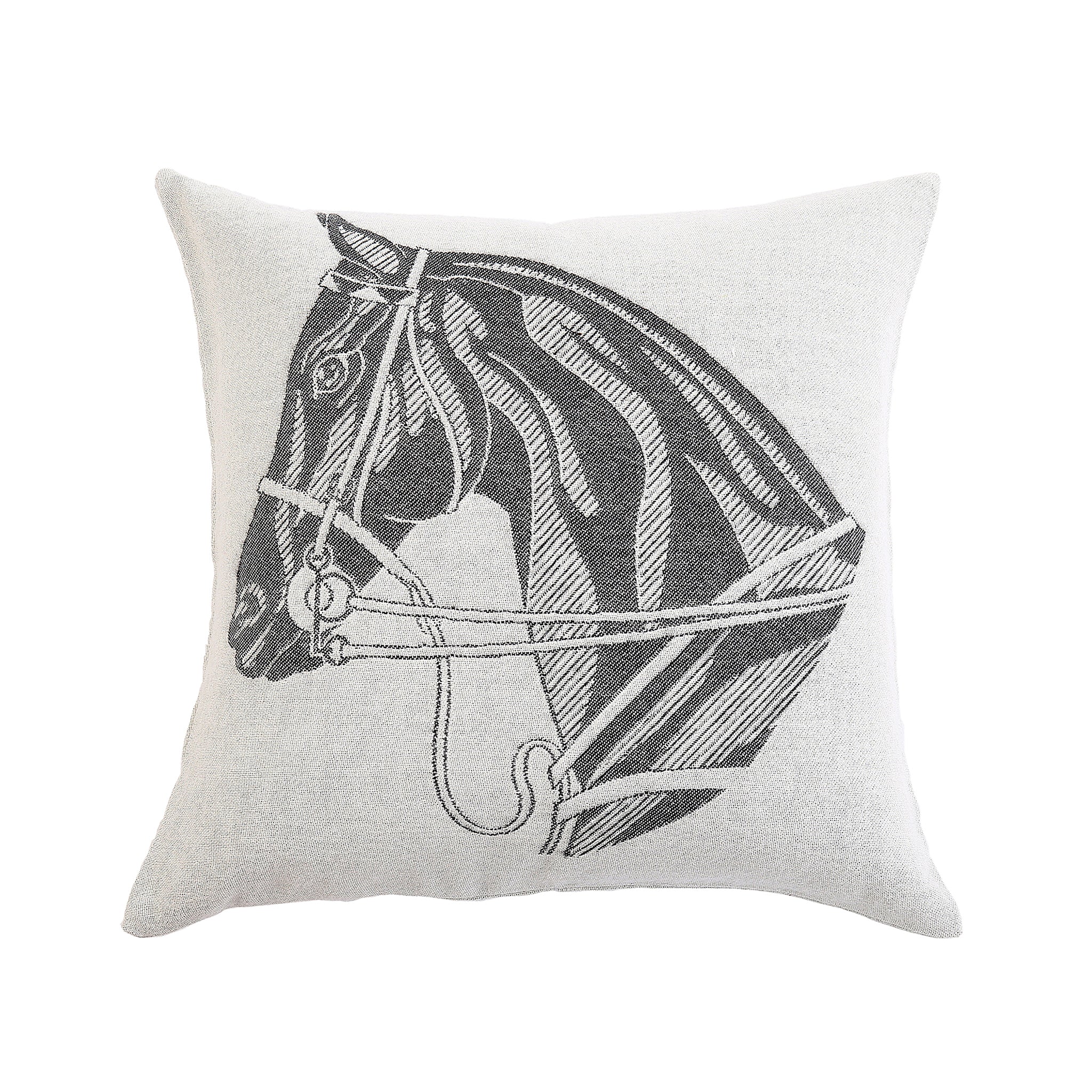 Stick & Ball-Stick & Ball Horse Head Pillow-Home Decor-Charcoal and Ecru - Left Facing