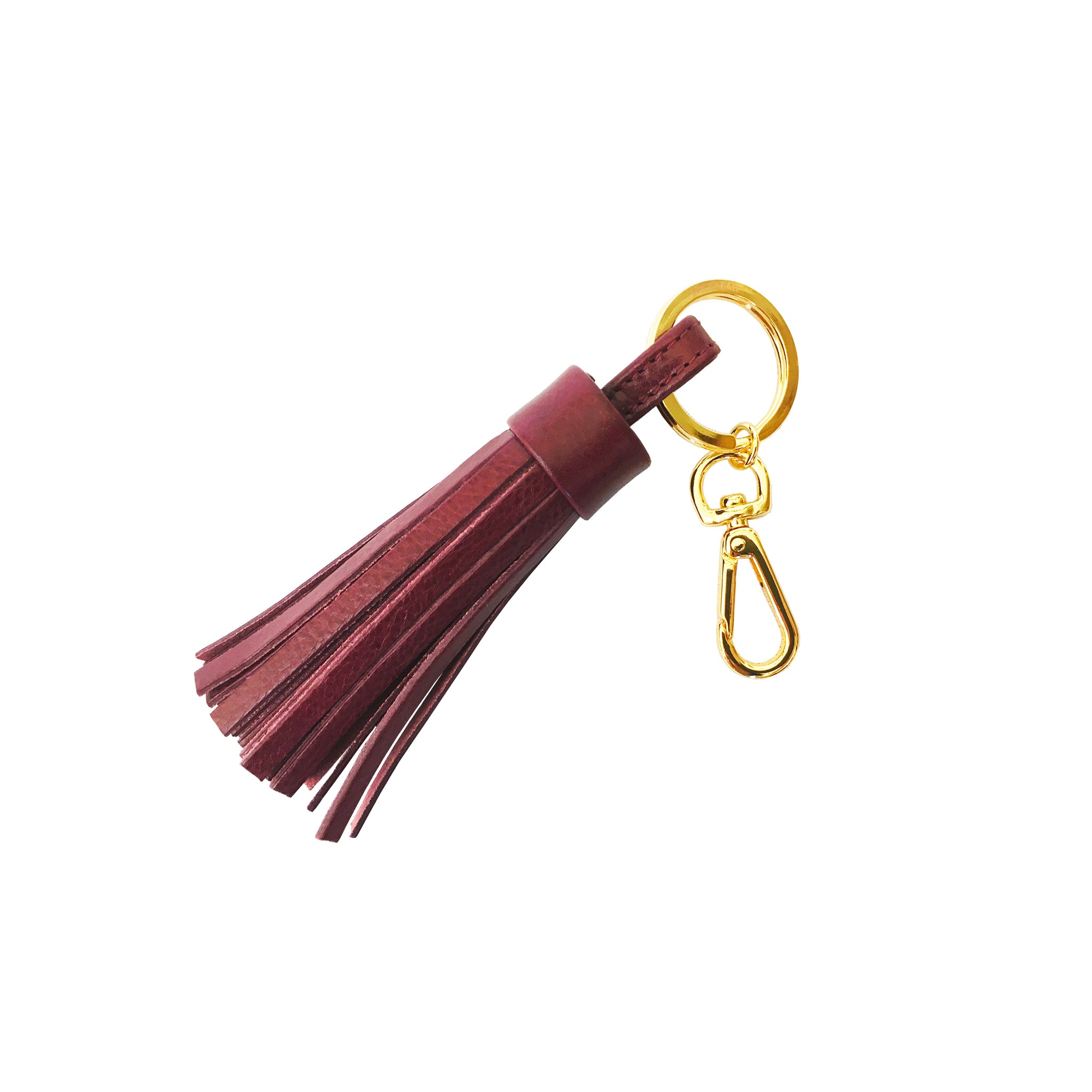 Stick & Ball-Tassel Leather Keychain-Accessory-Burgundy