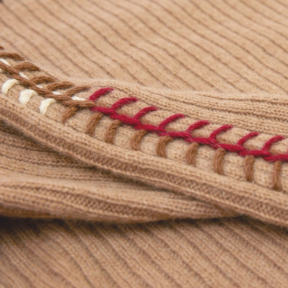 Stick & Ball-Blanket Stitch Turtleneck-