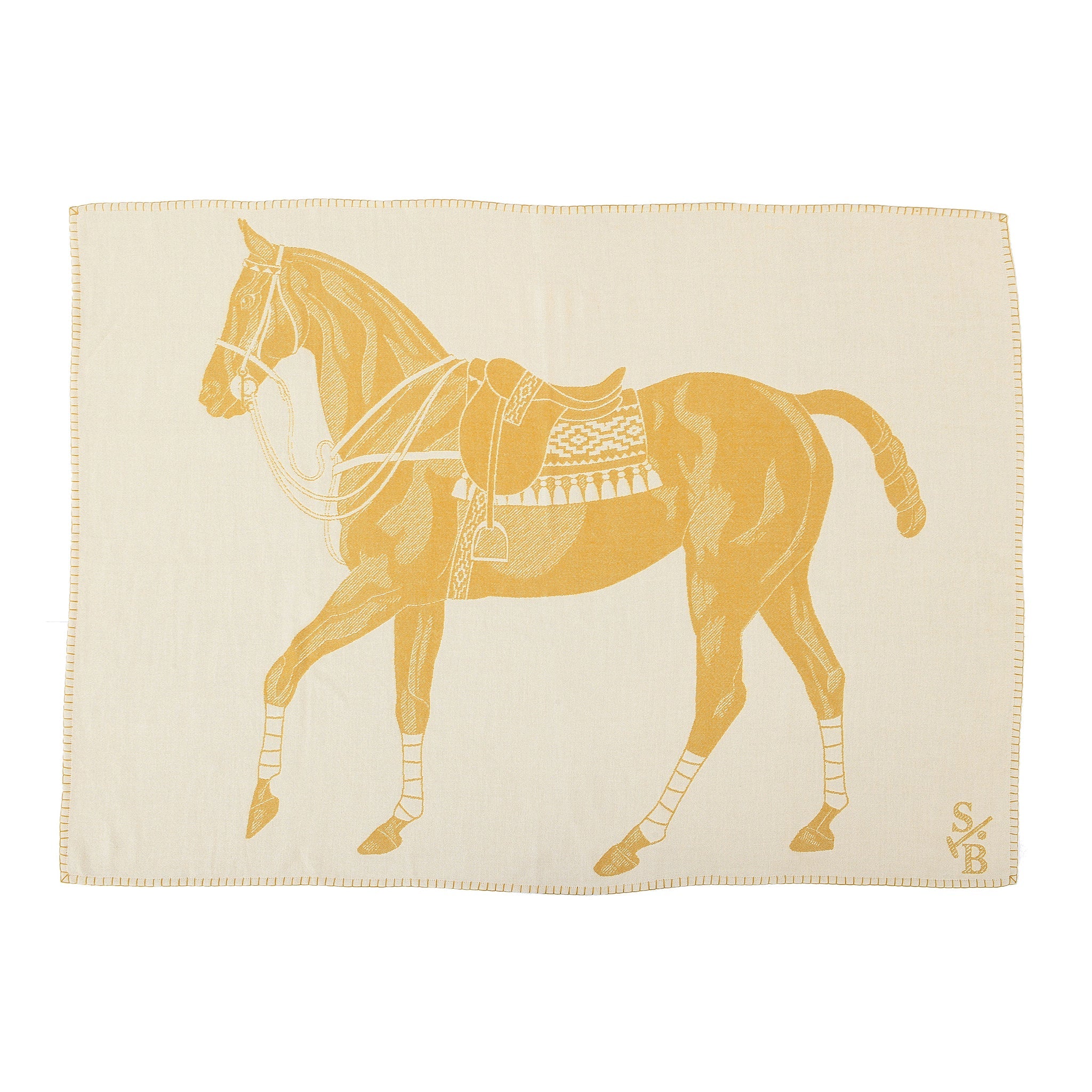 Stick & Ball-Stick & Ball Polo Pony Throw-Home Decor-Gold and Ecru