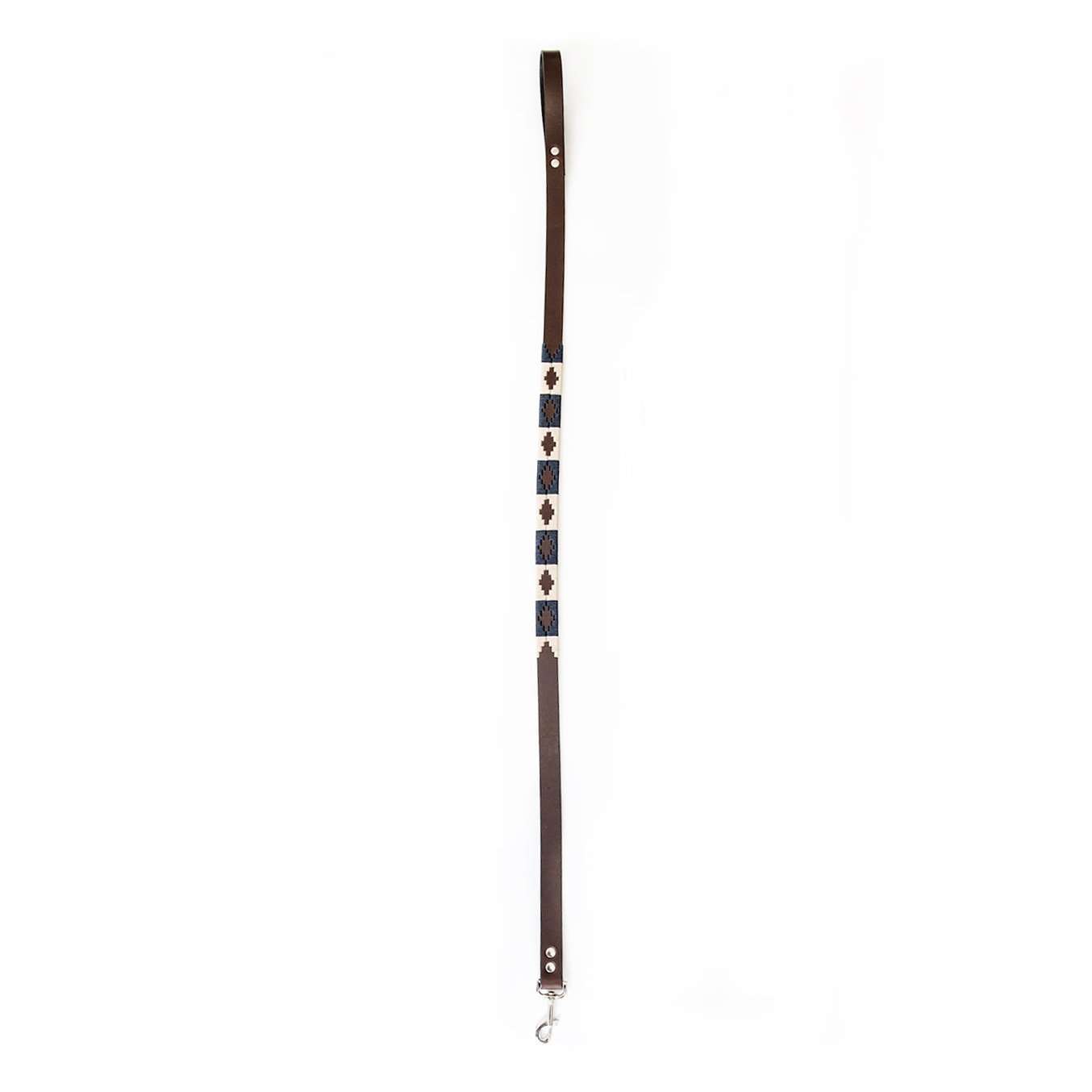 Hand-stitched Argentine Pampa Dog Leash - Blue & Beige - Stick & Ball