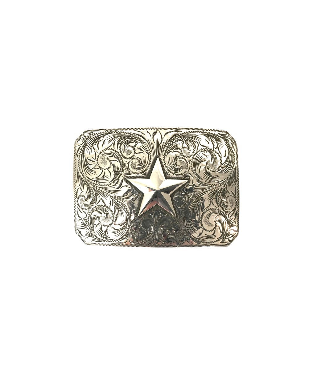 Stick & Ball-Belt Buckle | Tooled Sterling Silver Star | Stick & Ball-Accessory-Tooled Silver Star