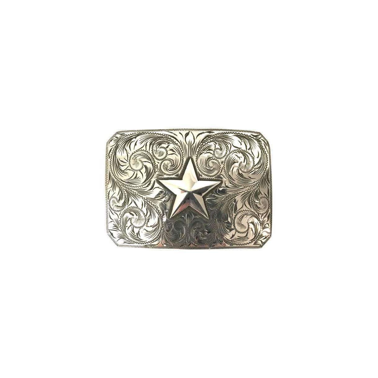 Stick & Ball-Belt Buckle | Tooled Sterling Silver Star | Stick & Ball-Accessory-Tooled Silver Star