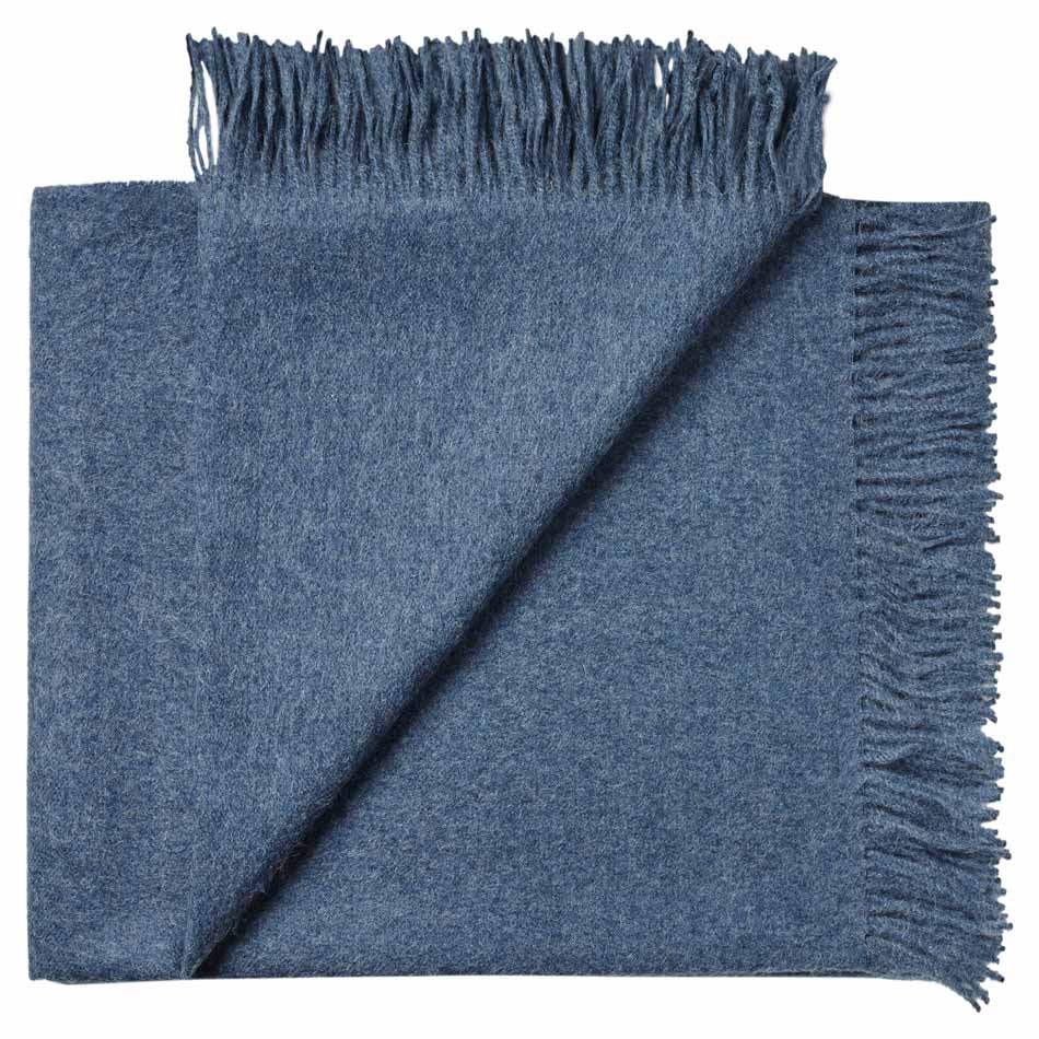 Stick & Ball-Solid Baby Alpaca Wrap / Throw-Throw-Blue Denim