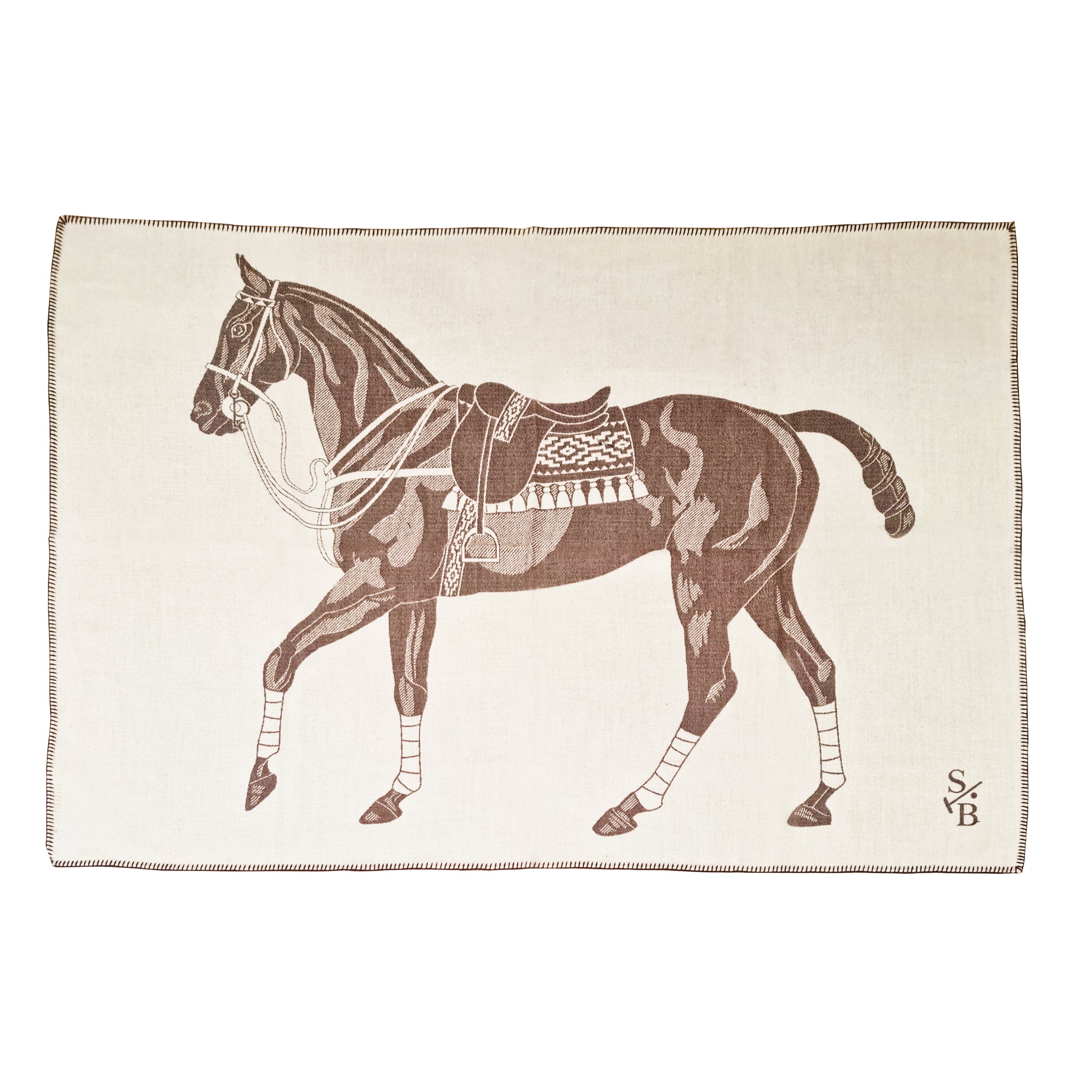Stick & Ball-Stick & Ball Polo Pony Throw-Home Decor-Chocolate Brown & Ecru