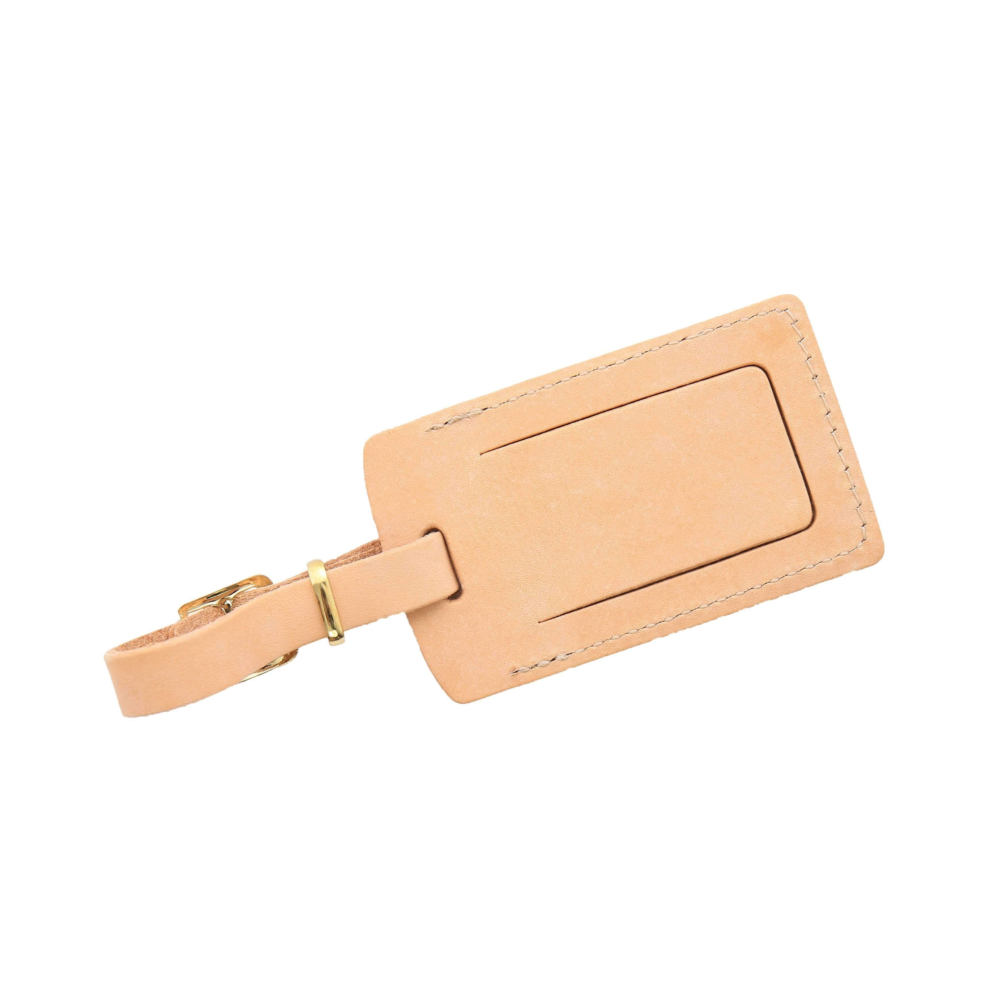 Handmade Leather Luggage Tag with signature Polo Pony - back side - Stick & Ball