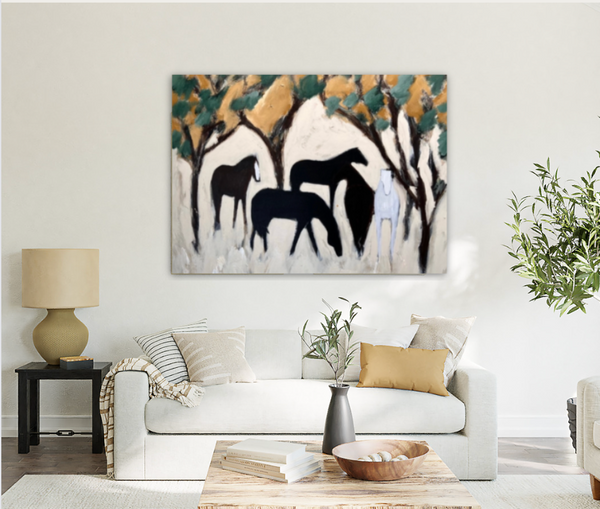 Horses and Trees by Karen Bezuidenhout - 48" x 48"