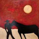 Sunset Man and Horse 36" x 36"