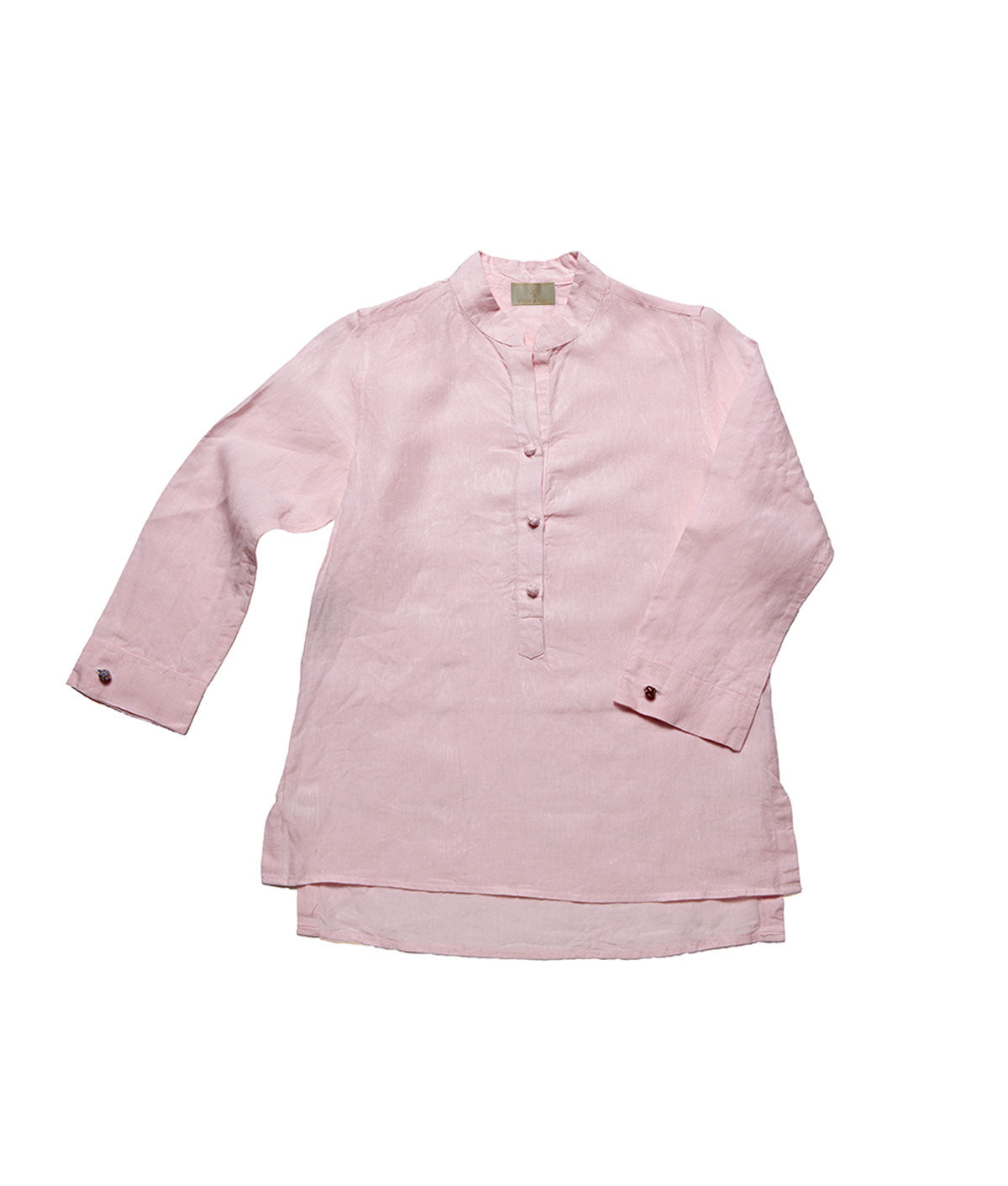 Stick & Ball-Women's Nehru Linen Tunic-Apparel-Rose