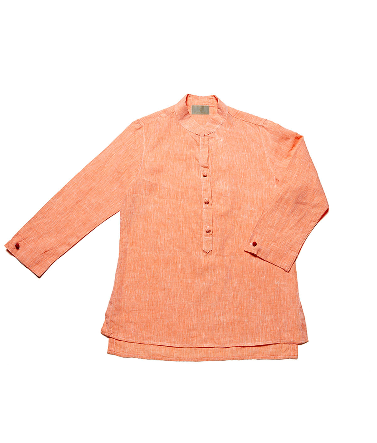 Stick & Ball-Women's Nehru Linen Tunic-Apparel-Tangerine