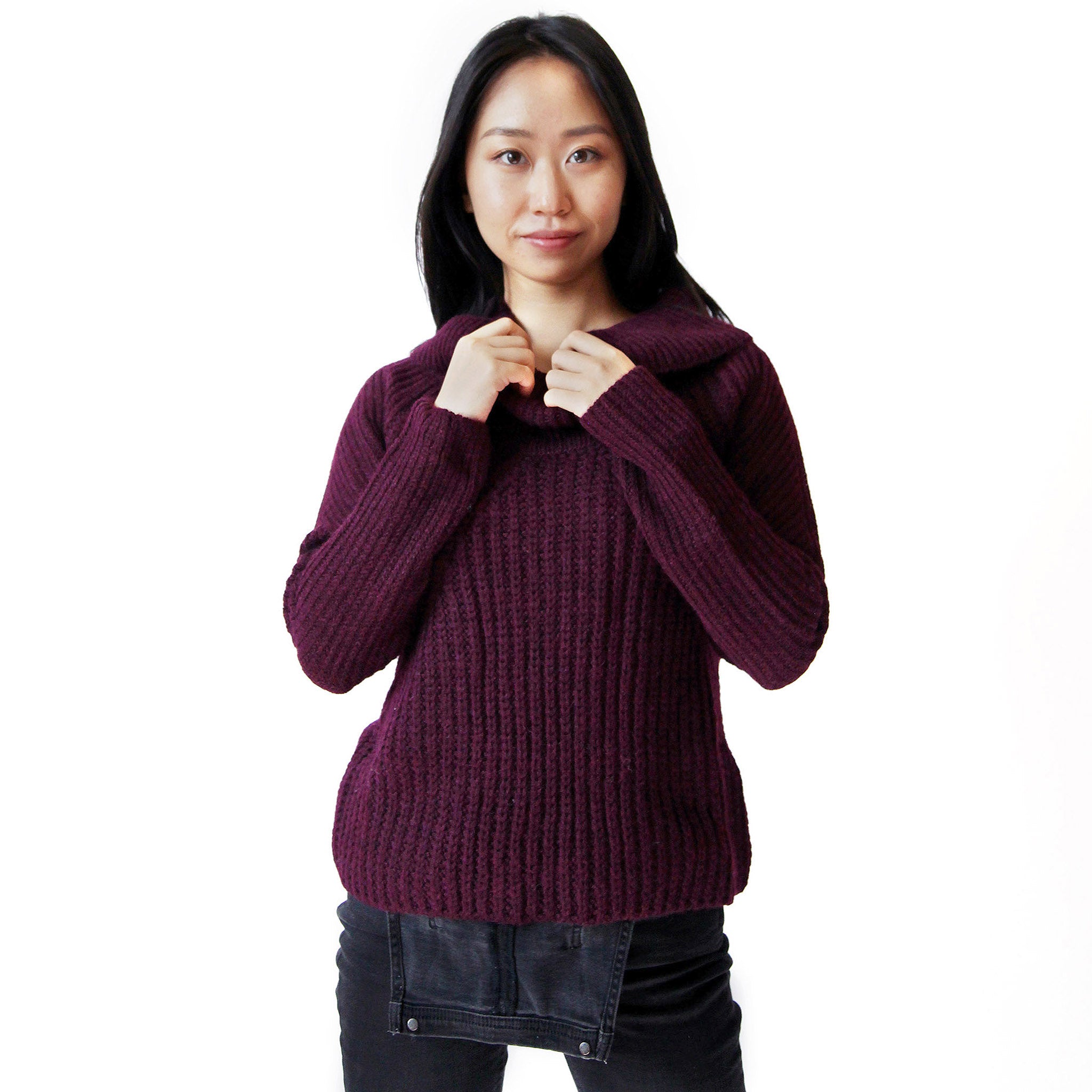 Stick & Ball-Alpaca Ribbed Cowl Neck Sweater-Apparel-