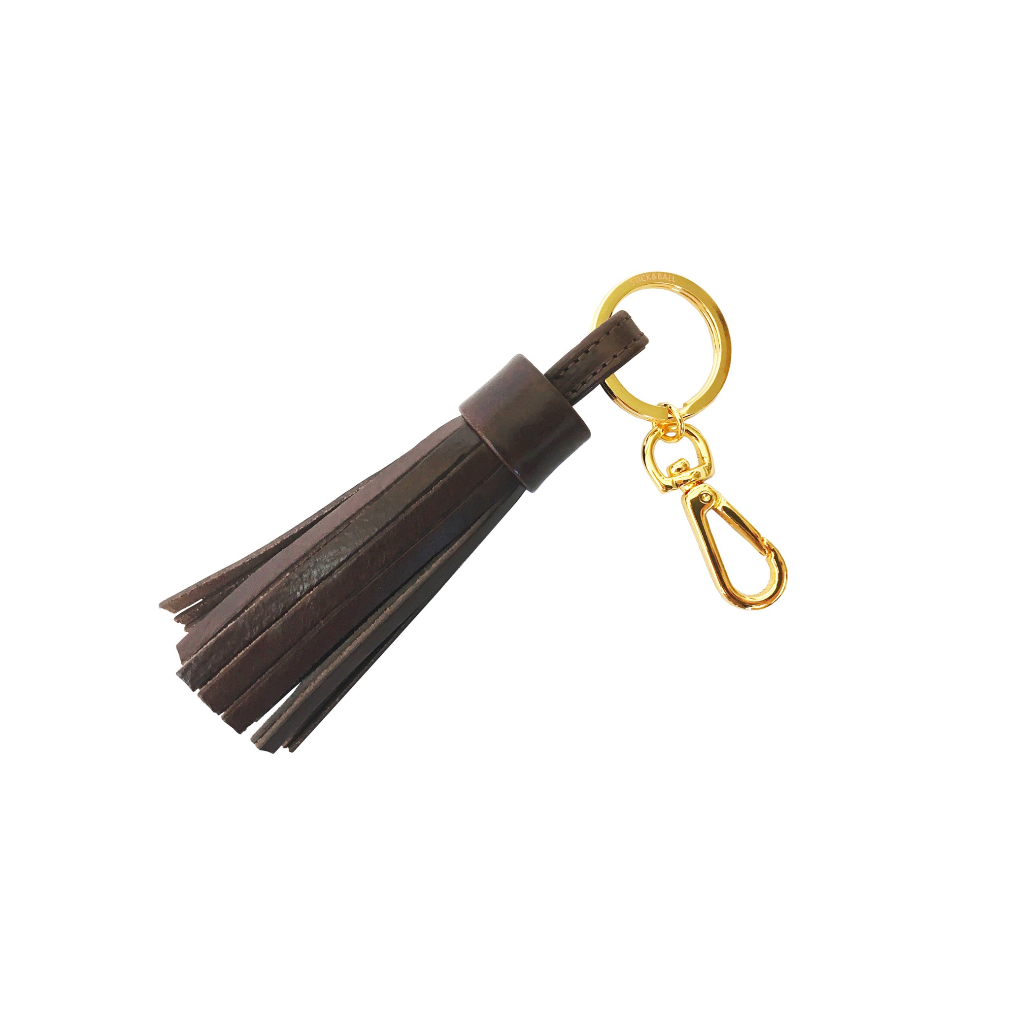 Stick & Ball-Tassel Leather Keychain-Accessory-Espresso