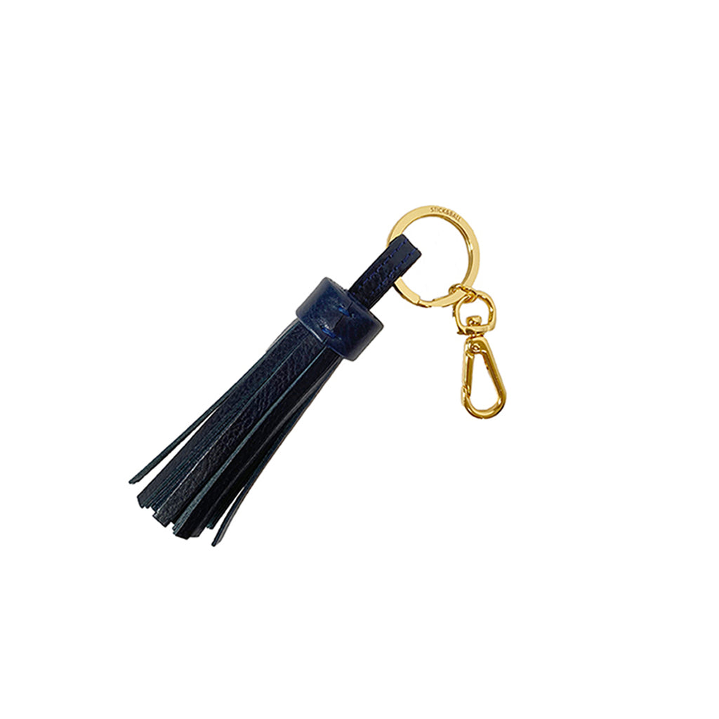 Stick & Ball-Tassel Leather Keychain-Accessory-Navy