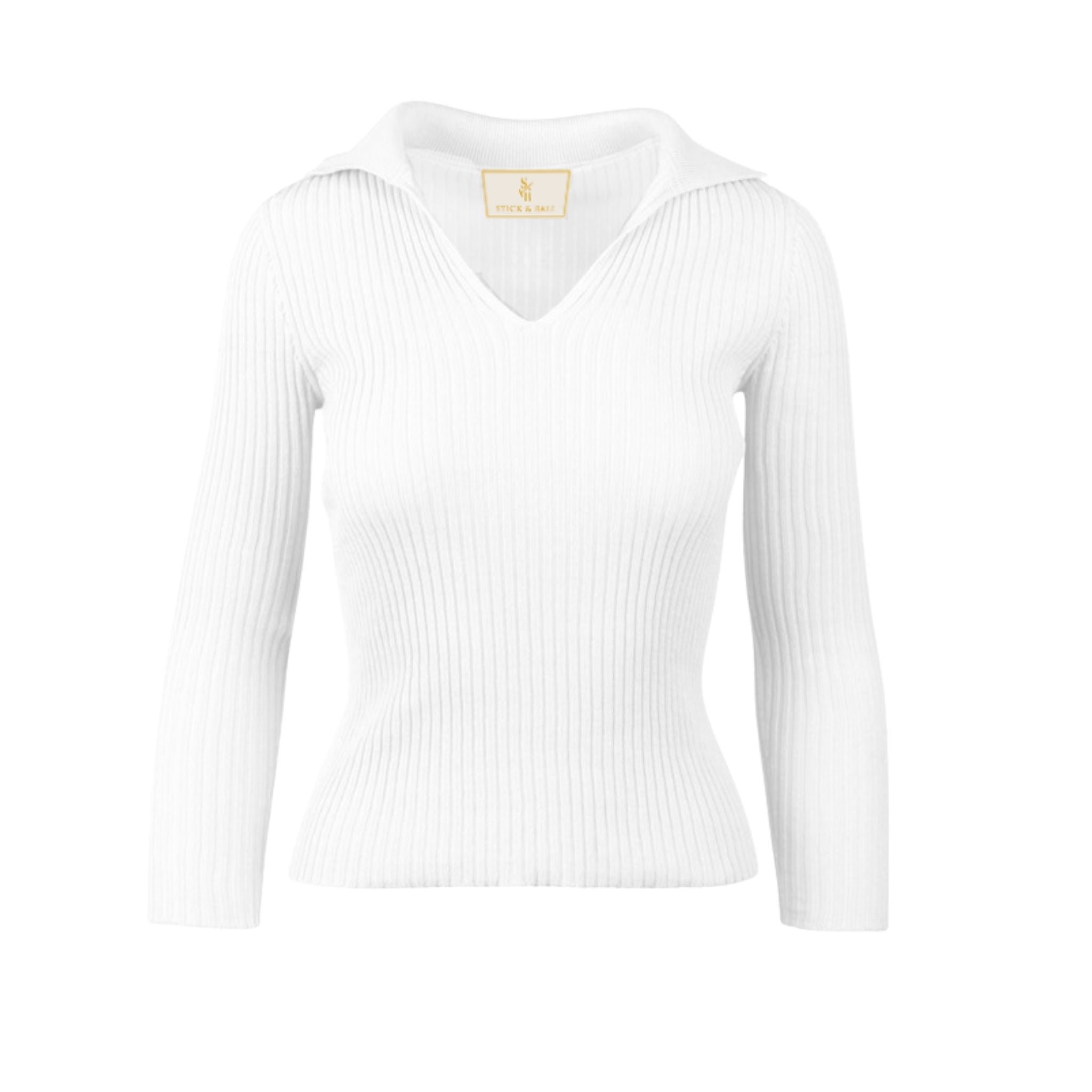 White ribbed sweater on a white background