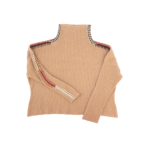 Stick & Ball-Blanket Stitch Turtleneck-