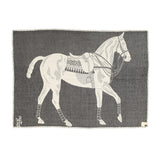 Rerverse Side of Jacquard-loomed Polo Pony Alpaca Throw Blanket - Charcoal - Stick & Ball 