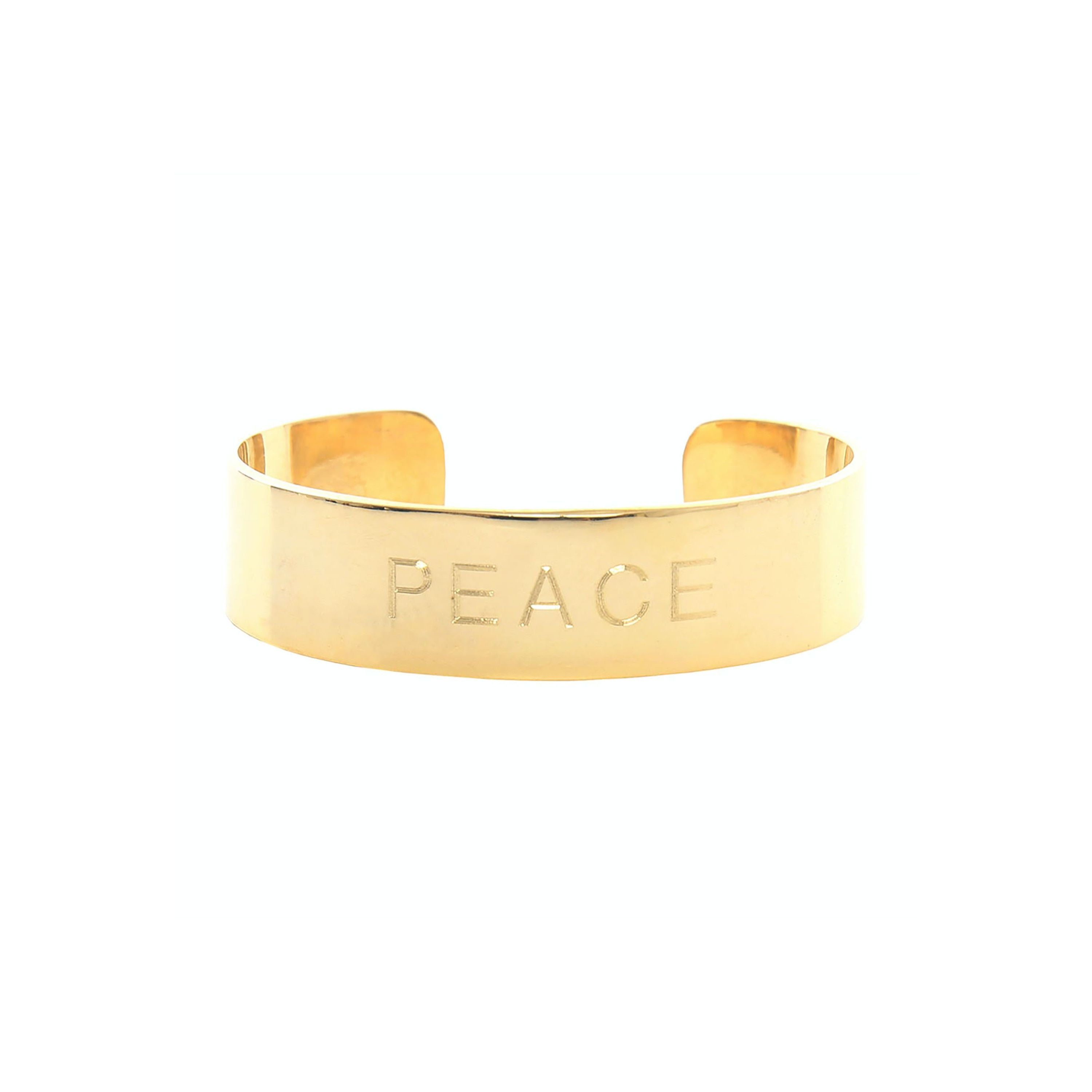 Solid Brass PEACE Cuff - Stick & Ball 