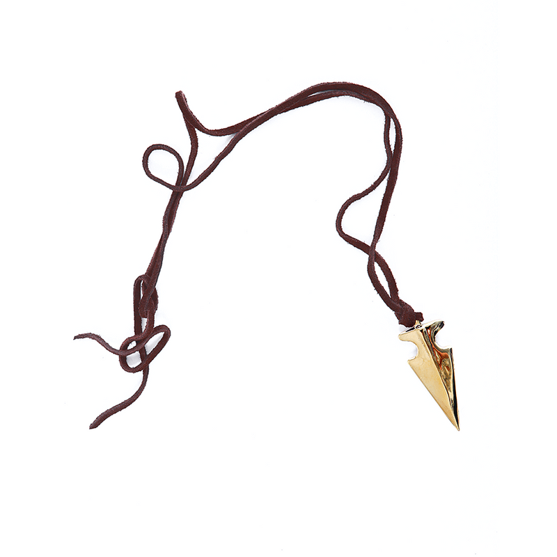 Bronze arrow on leather cord