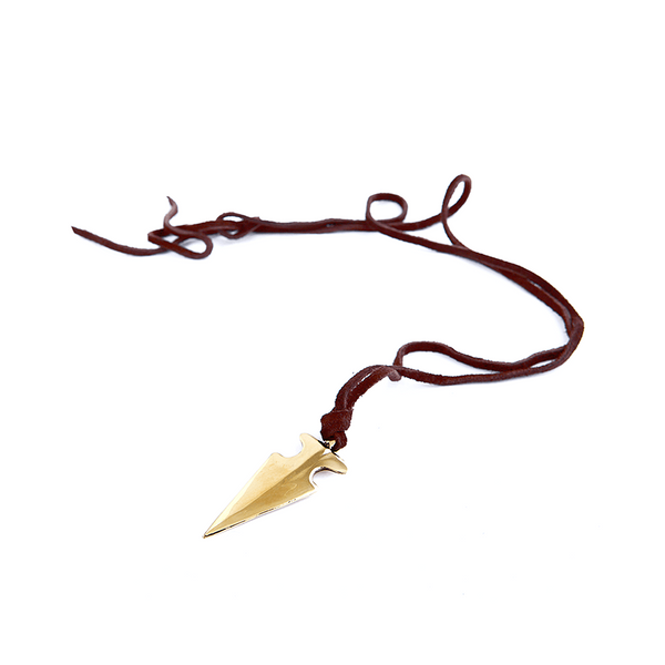 Bronze arrow on leather cord
