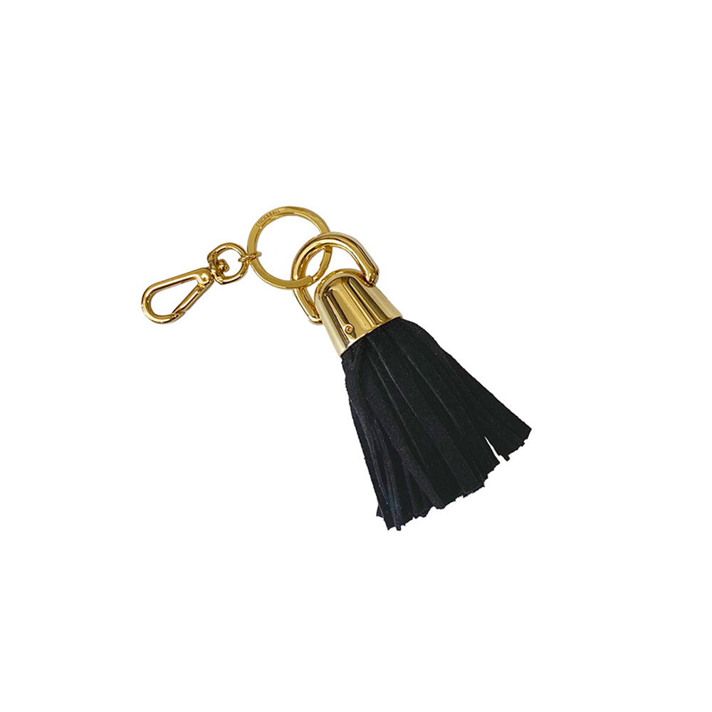 Stick & Ball-Suede & Solid Brass Bell Cap Keychain-Accessory-Black