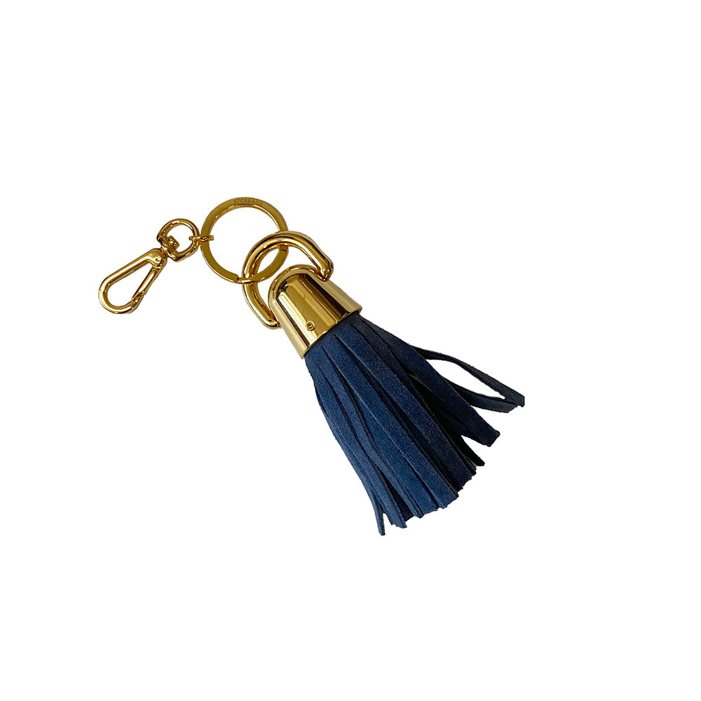 Stick & Ball-Suede & Solid Brass Bell Cap Keychain-Accessory-Blue