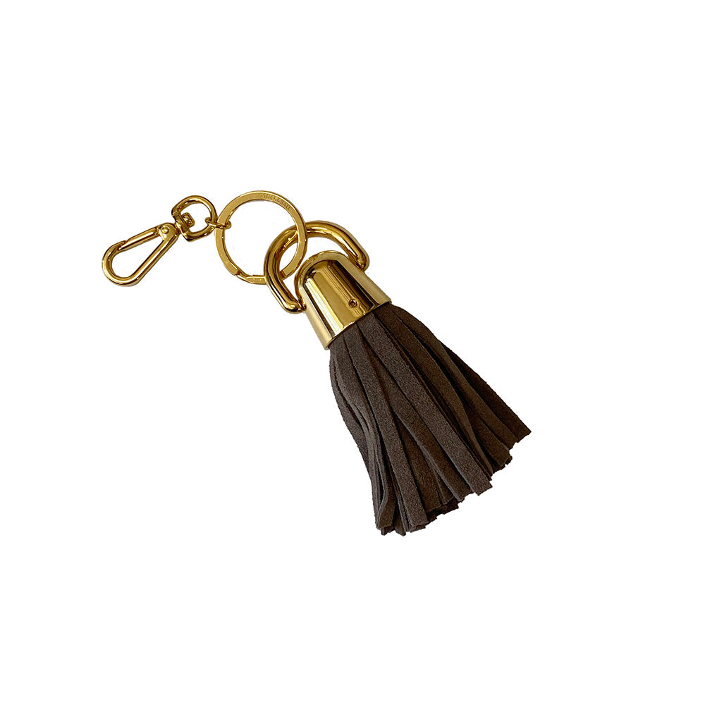 Stick & Ball-Suede & Solid Brass Bell Cap Keychain-Accessory-Taupe