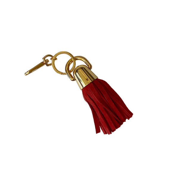 Suede & Solid Brass Bell Cap Keychain