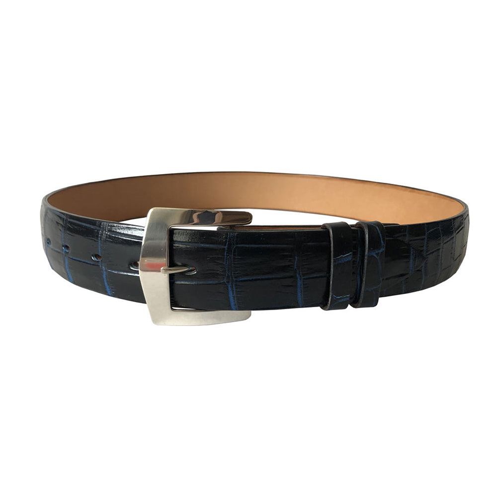 Designer Belt - Multi Blue Croc Wide