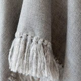 Herringbone hand-weave and hand-tied fringe from Cropped Fringe Alpaca Poncho - Light Grey