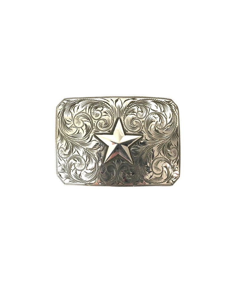 Belt Buckle | Tooled Sterling Silver Star | Stick & Ball