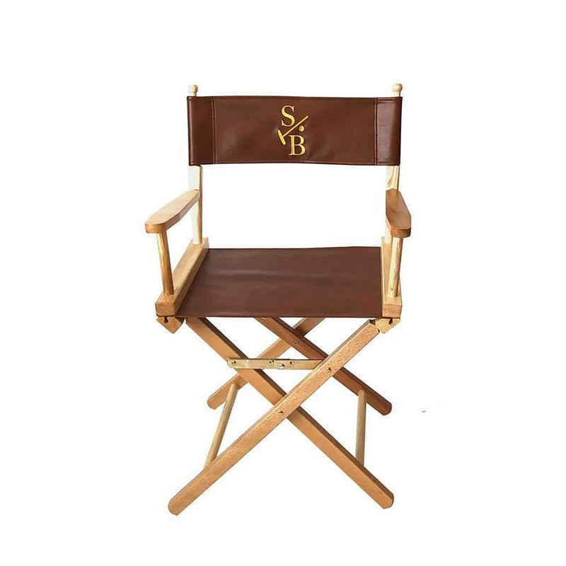 Single Director's Chair, leather with gold embroidered Stick & Ball Logo