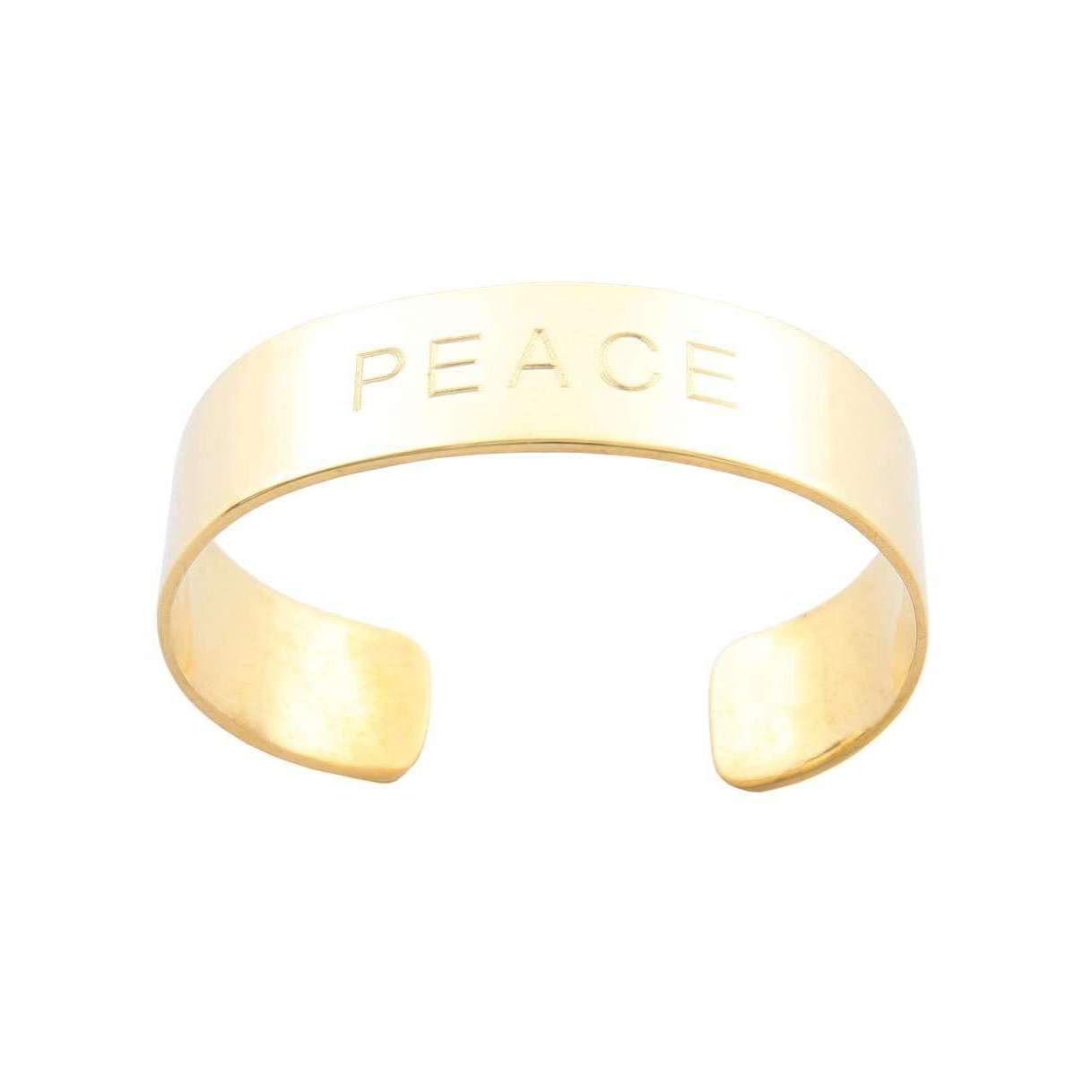 Solid Brass PEACE Cuff - Stick & Ball 